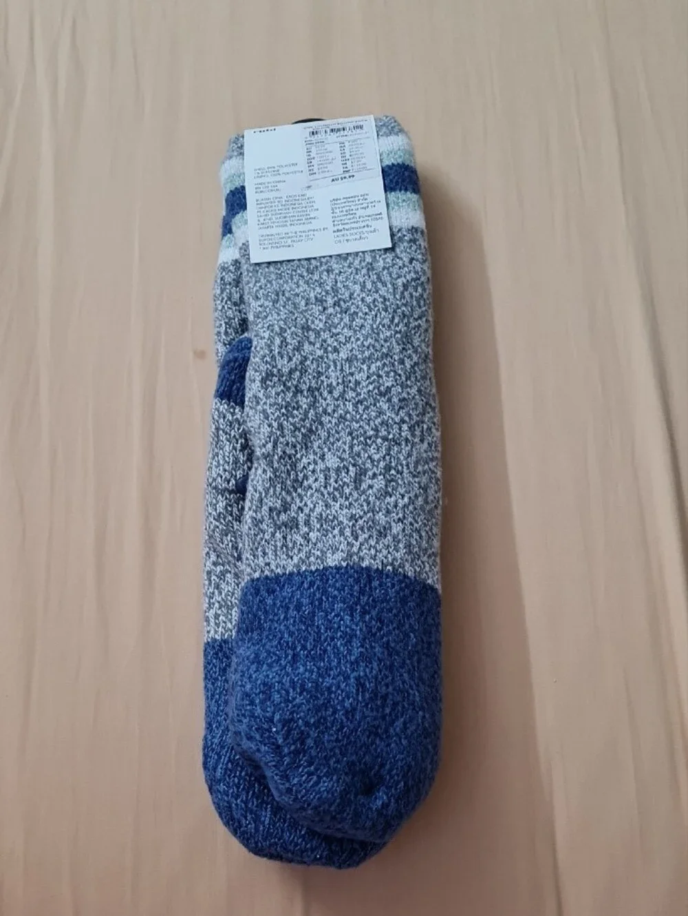 💥3for$15💥rubi Slipper Socks - Blue & Gray Cozy Knit - One Size